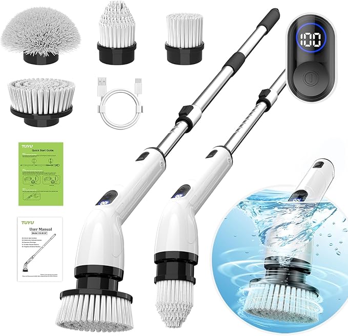 CleanHelo™ TurboSpin Electric Spin Scrubber Kit (9 Heads + Extendable Handle)