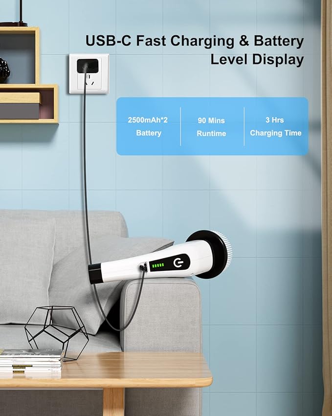 CleanHelo™ TurboSpin Electric Spin Scrubber Kit (9 Heads + Extendable Handle)