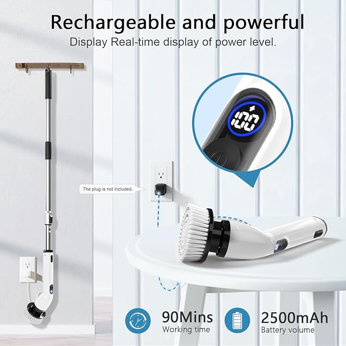 CleanHelo™ TurboSpin Electric Spin Scrubber Kit (9 Heads + Extendable Handle)