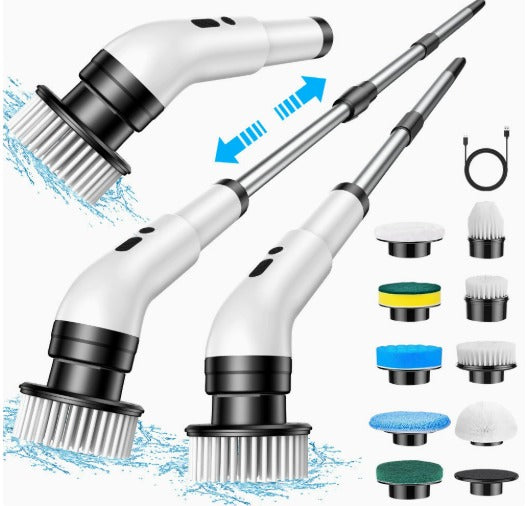 CleanHelo™ TurboSpin Electric Spin Scrubber Kit (9 Heads + Extendable Handle)